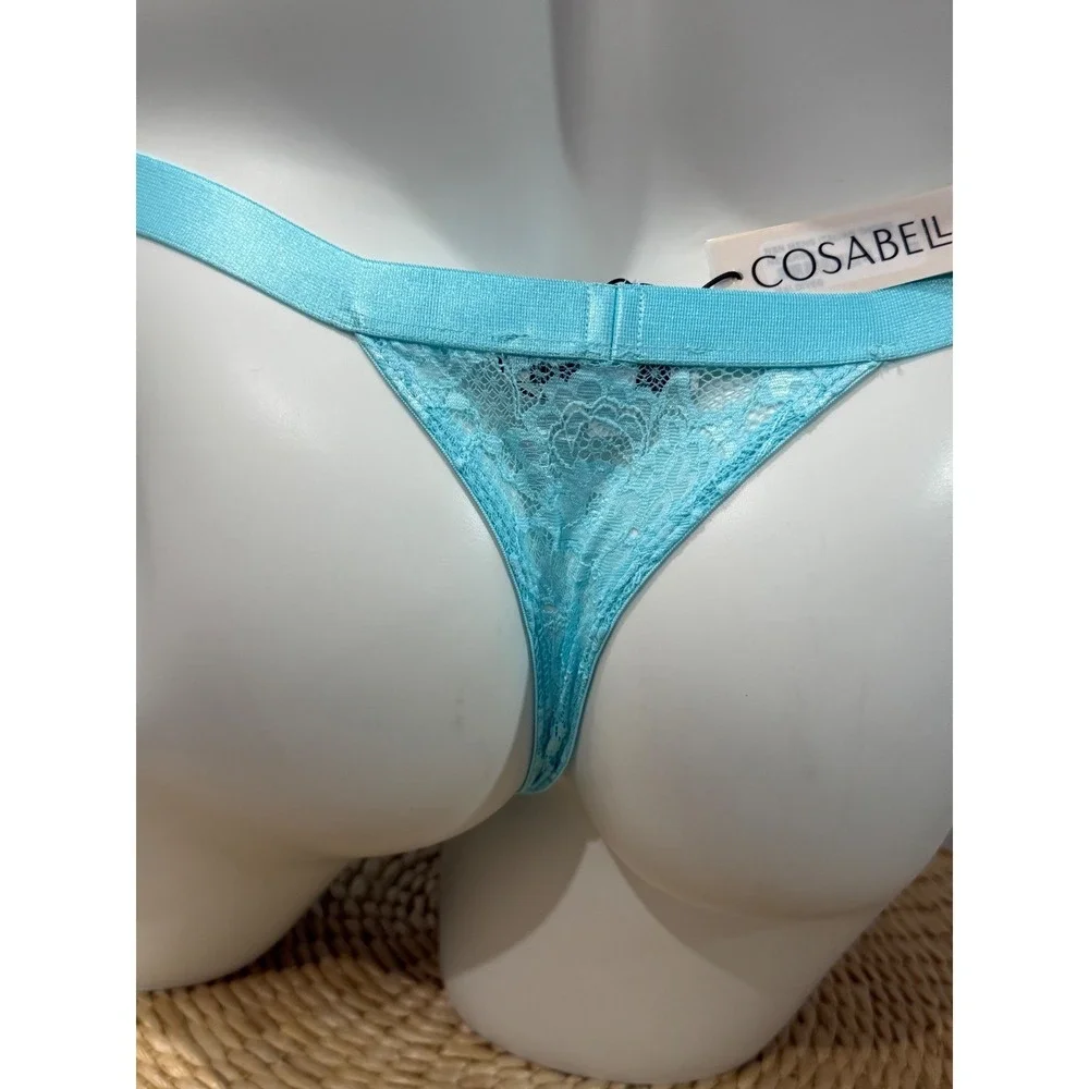 Cosabella Men's Italian Lace Thong Maldives Blue Luxury Stretch Lace Size L‎
